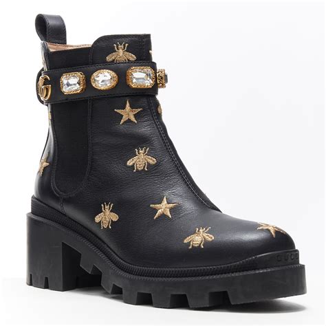 gucci black boots with gems|gucci waterproof boots.